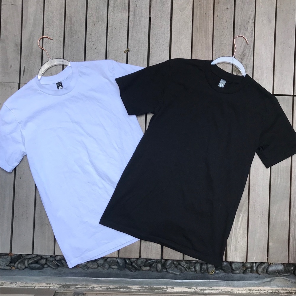 AS COLOR Lot of 2 Short Sleeve Crew  Neck T Shirt